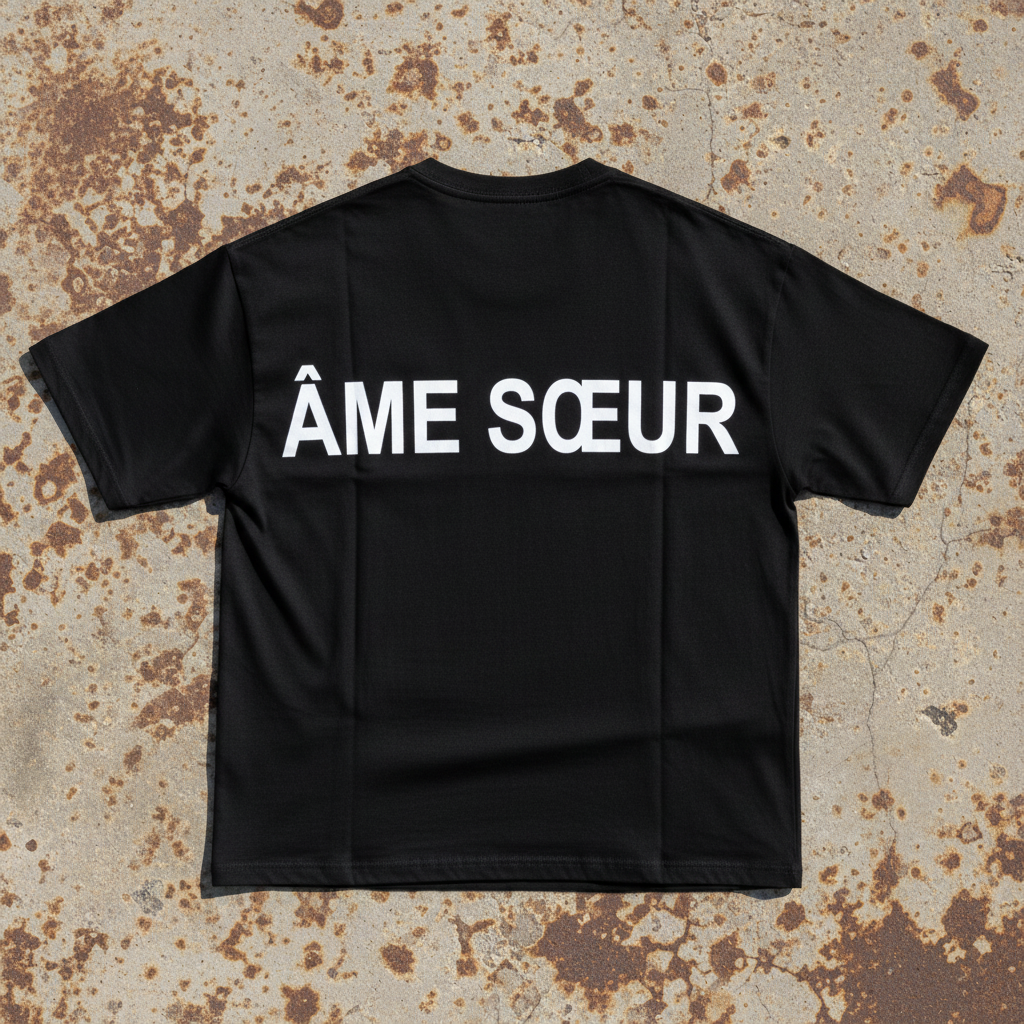 Tył czarnej koszulki ÂME SŒUR